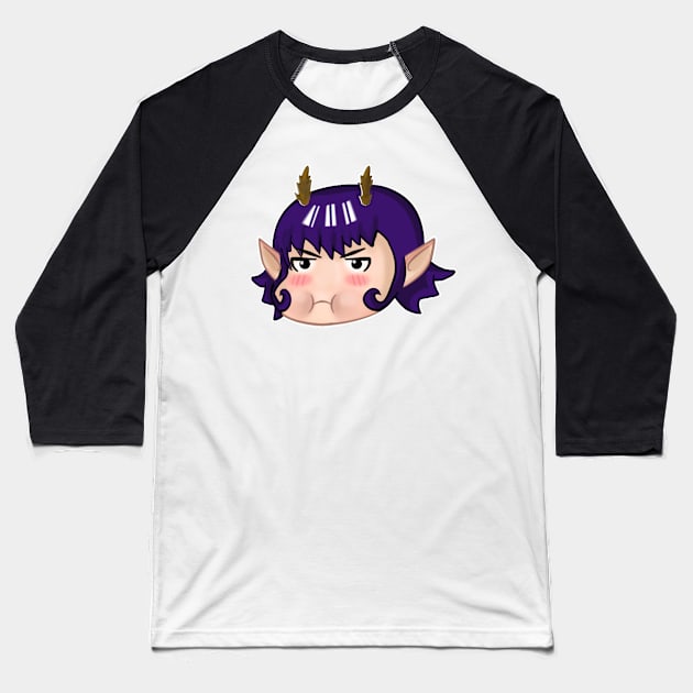 POUTING DEMON GIRL Baseball T-Shirt by droidmonkey